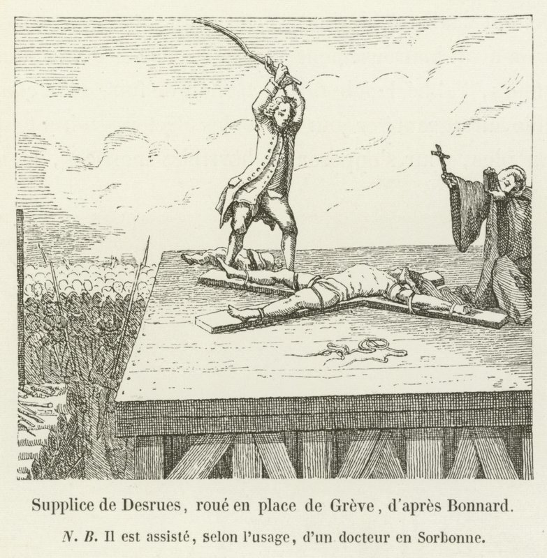 Torment of Desrues, kolo na Place de Greve, po Bonnardovi od French School