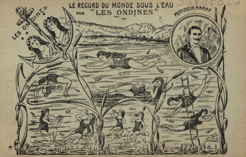 Plavající dívky (litho) od French School