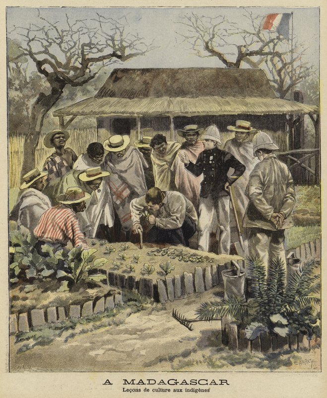 Výuka zemědělských technik domorodců, Madagaskar, 1897 od French School