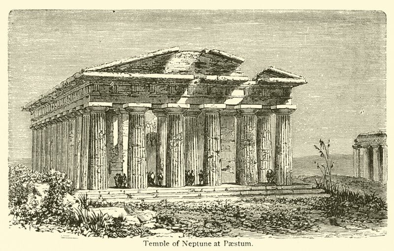 Neptunův chrám v Paestum (rytina) od French School