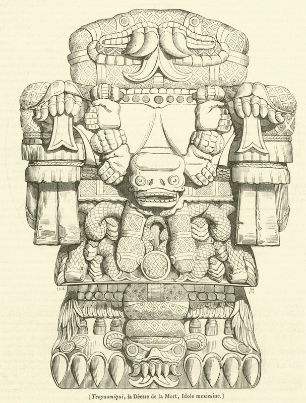 Teo Yaomiqui, bohyně smrti, mexický idol (rytina) od French School