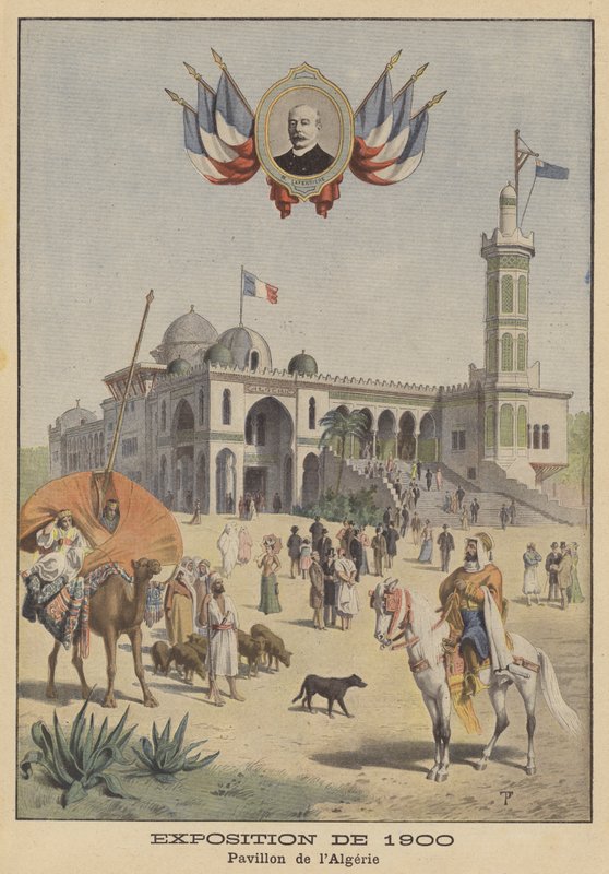 Alžírský pavilon na výstavě Universelle z roku 1900 v Paříži (barevné lito) od French School