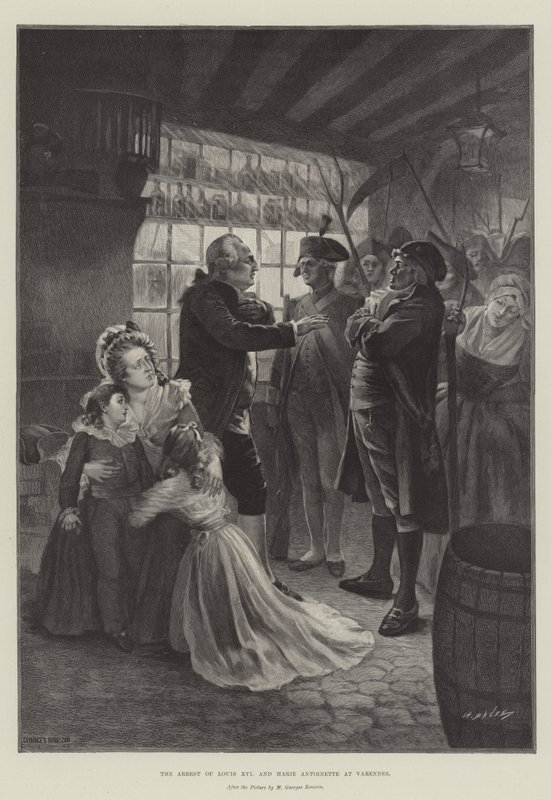 Zatčení Ludvíka XVI. a Marie Antoinetty ve Varennes od French School