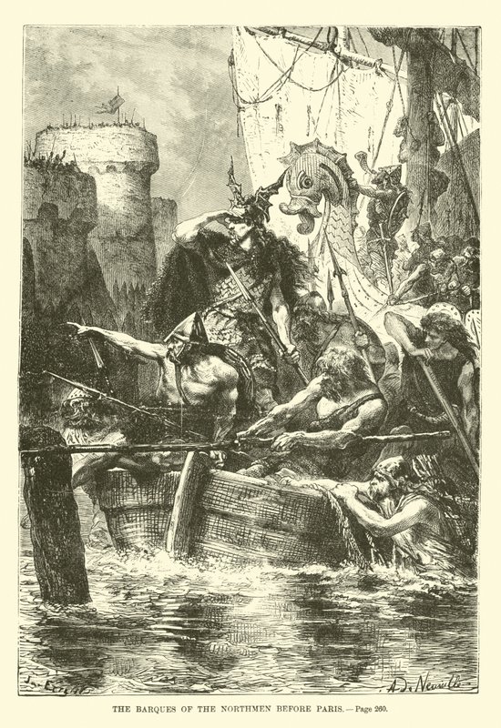 Barques of the Northmen před Paříží od French School