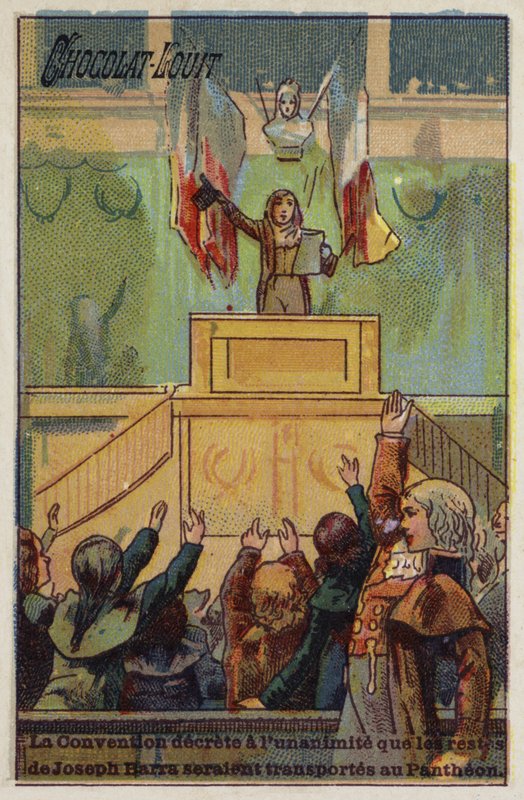 Konvent, který jednomyslně rozhodl, že ostatky Josepha Barry budou převezeny do Pantheonu, 1793 od French School