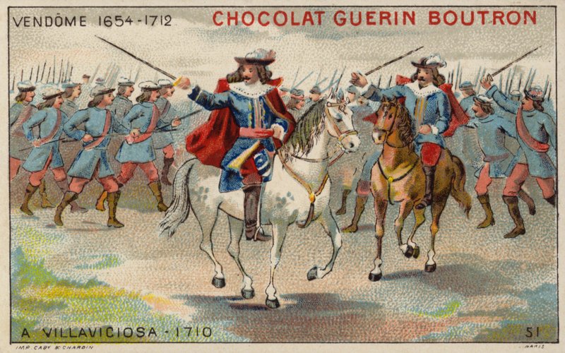 Vévoda z Vendome v bitvě u Villaviciosa (chromolitho) od French School