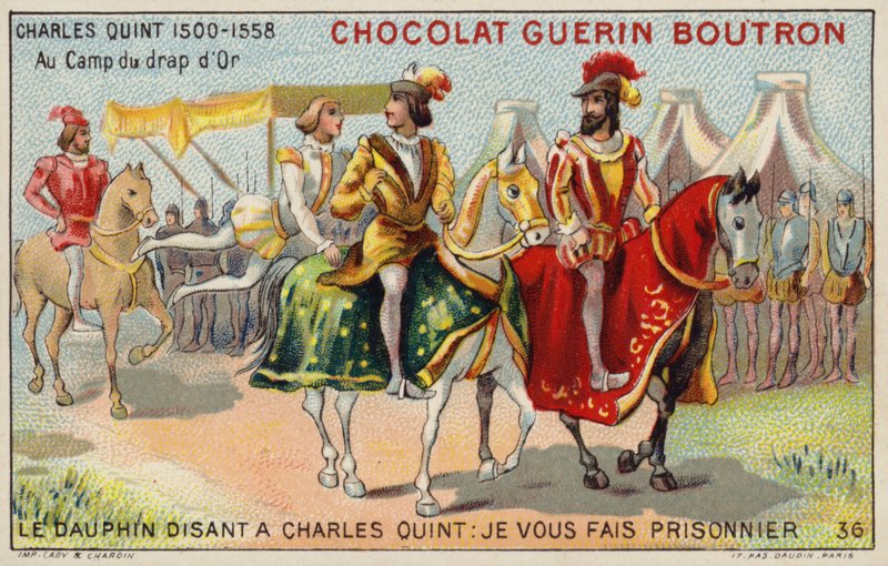 Císař Karel V. na poli Zlatého plátna (chromolitho) od French School