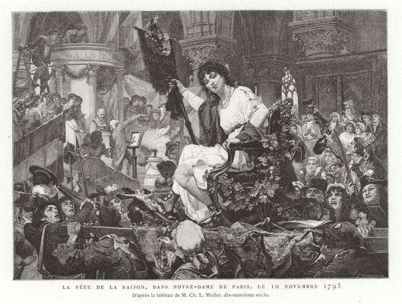 Festival rozumu v Notre Dame de Paris, 10. listopadu 1793 od French School