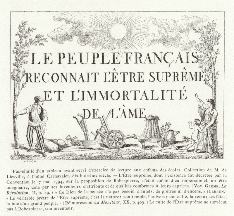 Francouzský lid uznává Nejvyšší Bytost a nesmrtelnost duše od French School
