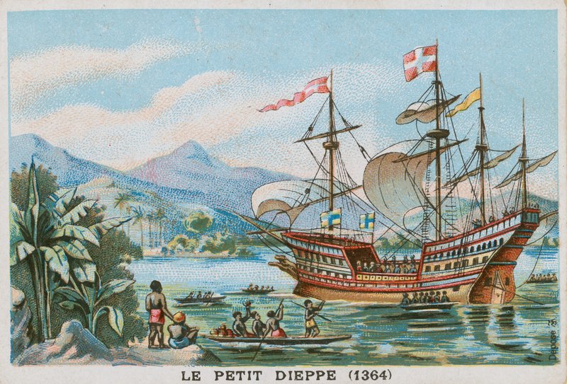 Francouzská loď Petit Dieppe u západní Afriky, 1364 od French School