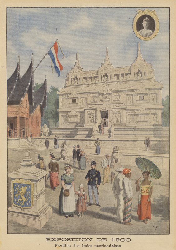 Pavilon Nizozemské východní Indie na výstavě Universelle z roku 1900 v Paříži (barevné lito) od French School