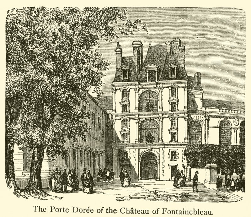Porte Doree ze zámku Fontainebleau (rytina) od French School