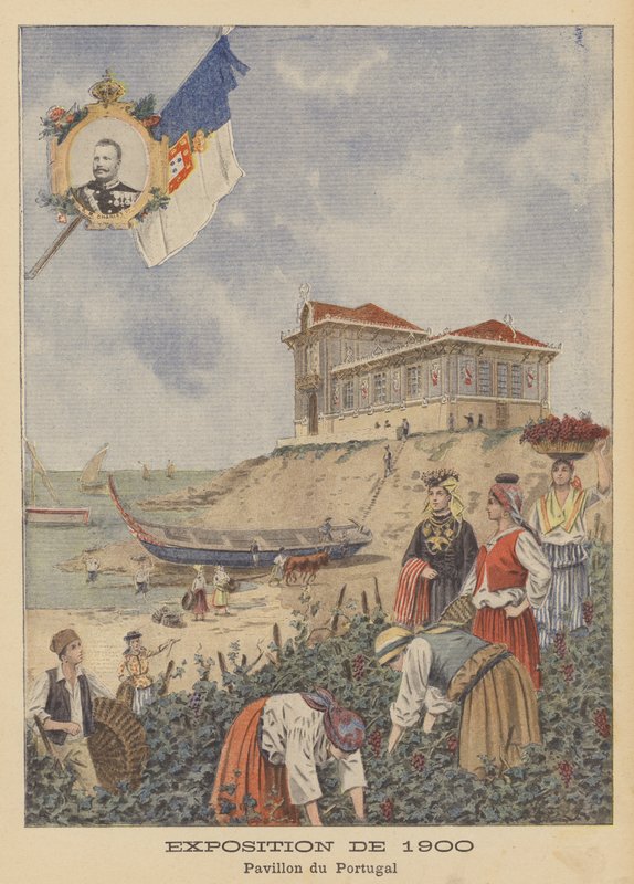 Portugalský pavilon na výstavě Universelle z roku 1900 v Paříži (barevné lito) od French School