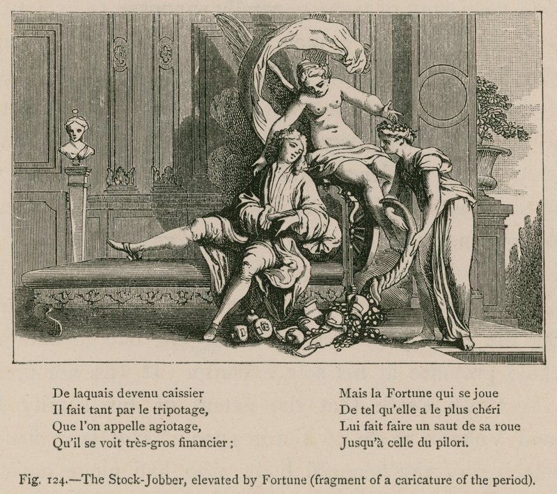 The Stock-Jobber, povýšený Fortune (fragment karikatury doby) od French School