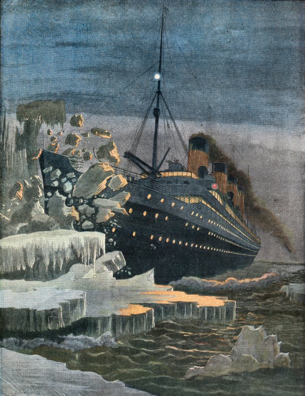 Titanic se srazí s ledovcem. od French School