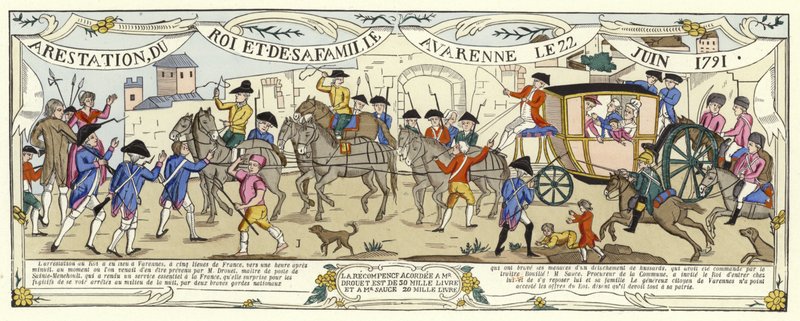 Zatčení Ludvíka XVI. Francouzského a jeho rodiny, Varennes, 22. června 1791 od French School