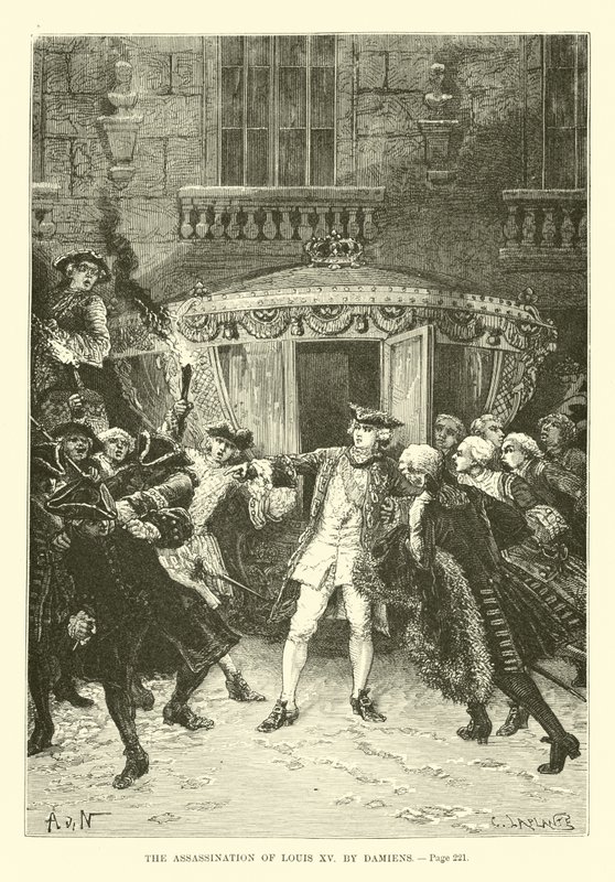 Zavraždění Ludvíka XV Damiensem od French School