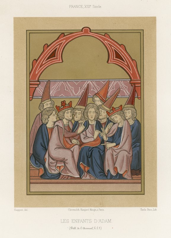 Adamovy děti (chromolitho) od French School