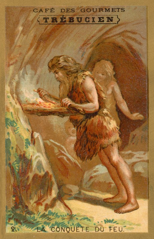 Dobytí ohně (chromolitho) od French School