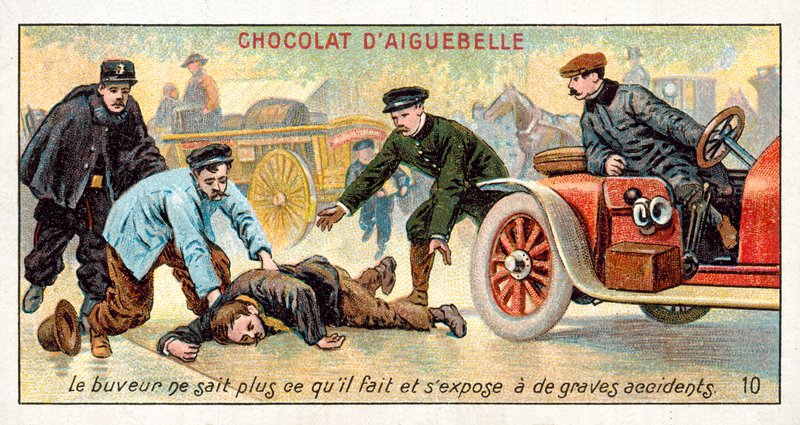 Opilec neví, co dělá a vystavuje se riziku vážných nehod (chromolitho) od French School