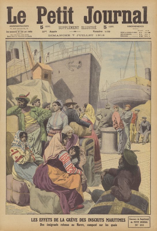 Důsledky námořní stávky ve Francii (color litho) od French School