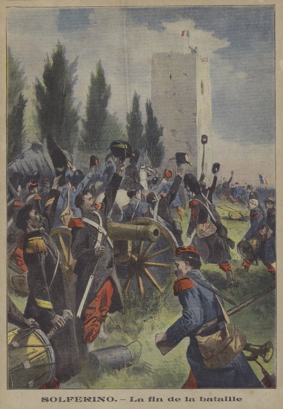 Konec bitvy u Solferina, Itálie (barva litho) od French School