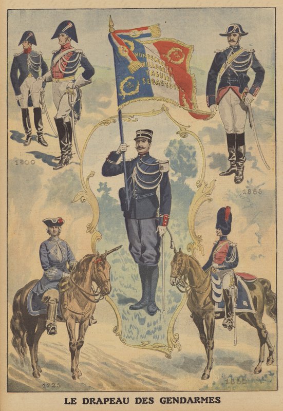 Vlajka francouzských četníků (barva litho) od French School