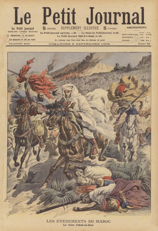 Útěk marockého sultána Abdelazíze (barevná litografie) od French School