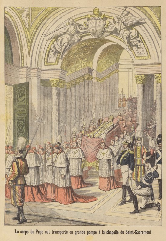 Pohřeb papeže Lva XIII (barevná litografie) od French School