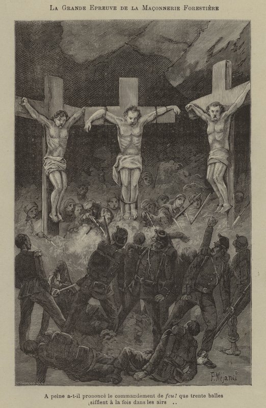 Velká zkouška lesních zedníků (rytina) od French School