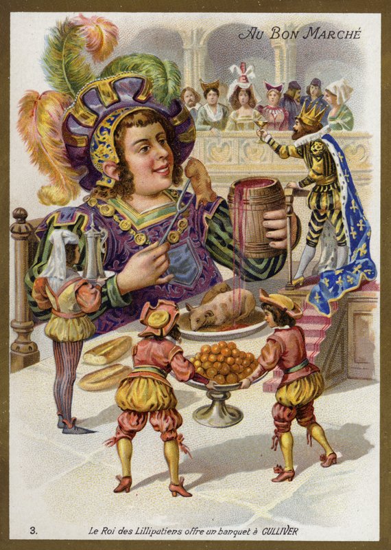 Král liliputů pořádá banket pro Gullivera (chromolitho) od French School