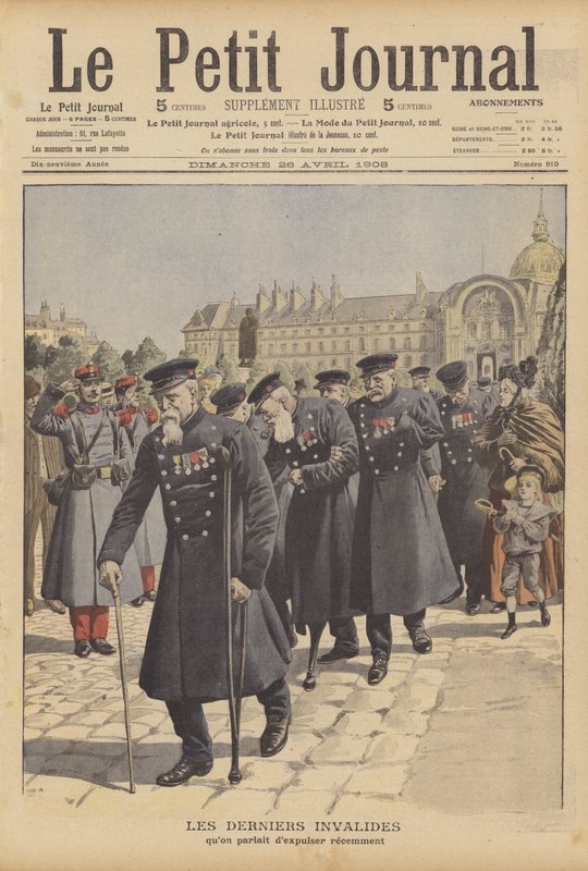 Poslední váleční veteráni z pařížského hotelu des Invalides (barevná litografie) od French School