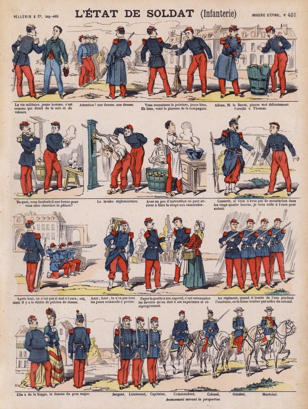 Život francouzského pěchotního vojáka (barva litho) od French School