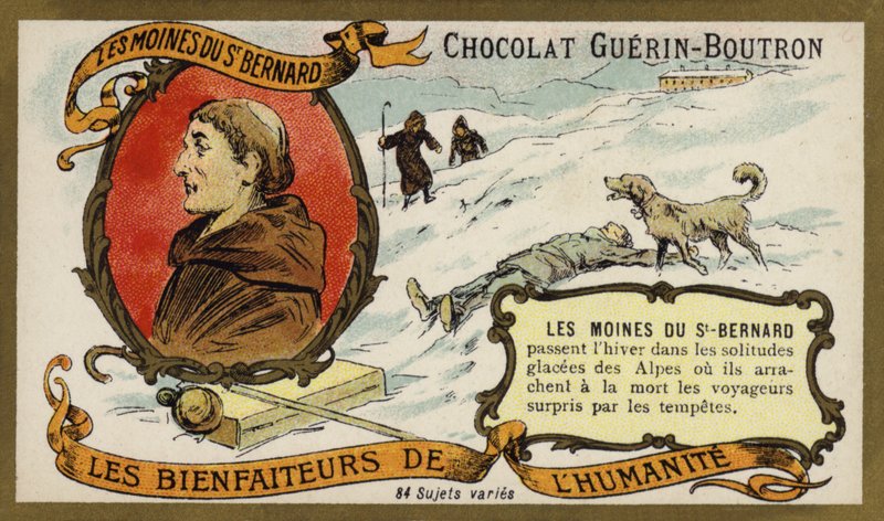 Mniši z Hospice svatého Bernarda (chromolitho) od French School