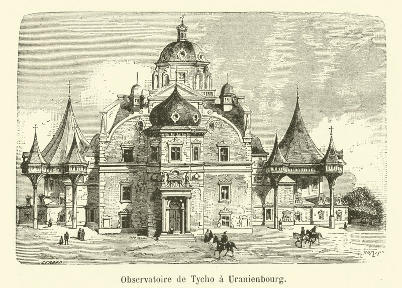 Observatoř Tycho Brahe v Uranienbourg (rytina) od French School