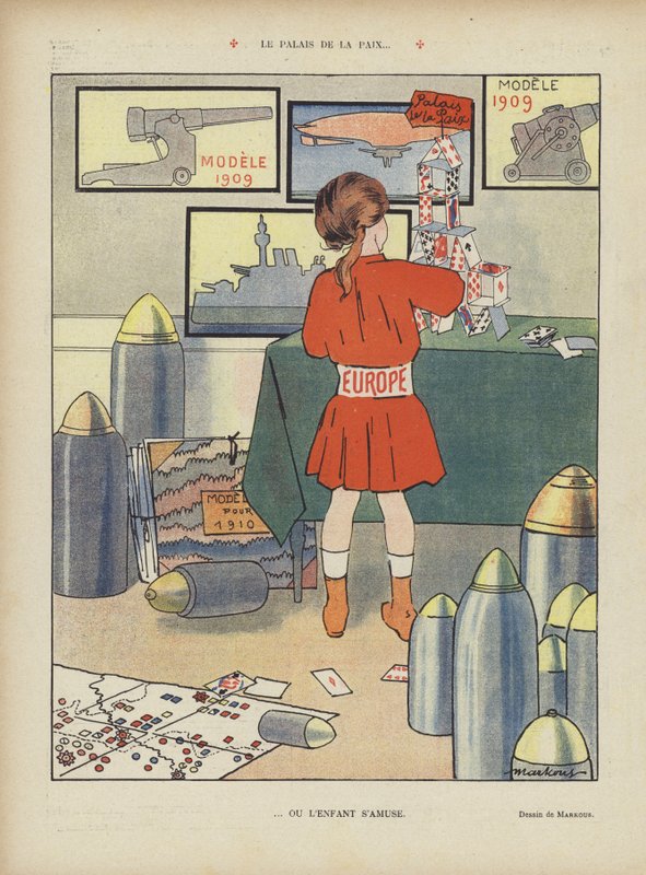 Palác míru. Ilustrace pro Le Rire (barevné lito) od French School