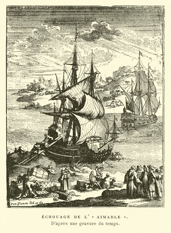 Uvíznutí lAimable, Matagorda Bay, Texas, 1685 od French School