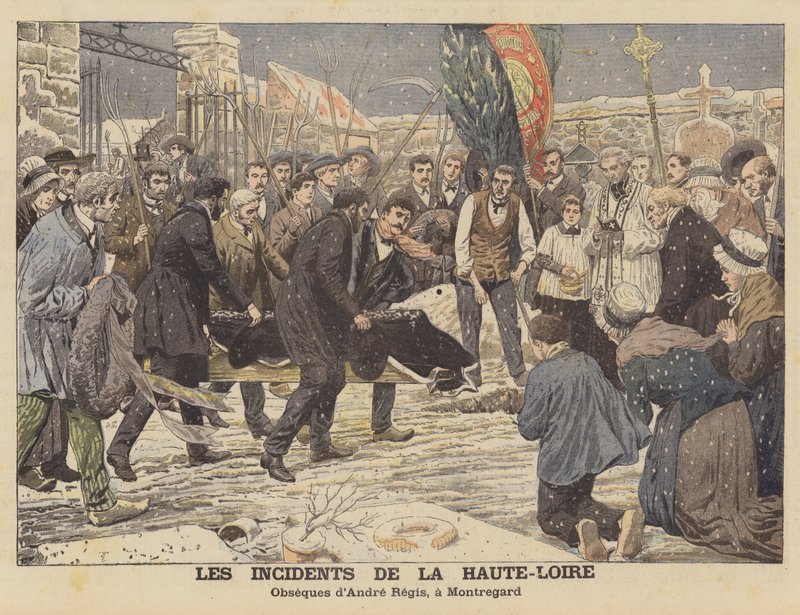 Potíže v departementu Haute-Loire, Francie (barevné lito) od French School