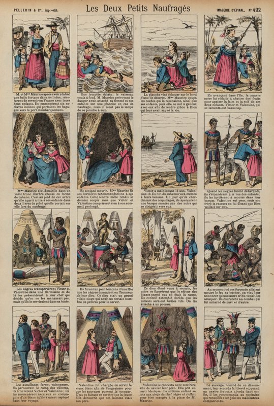 Dva malí trosečníci (barevná rytina) od French School