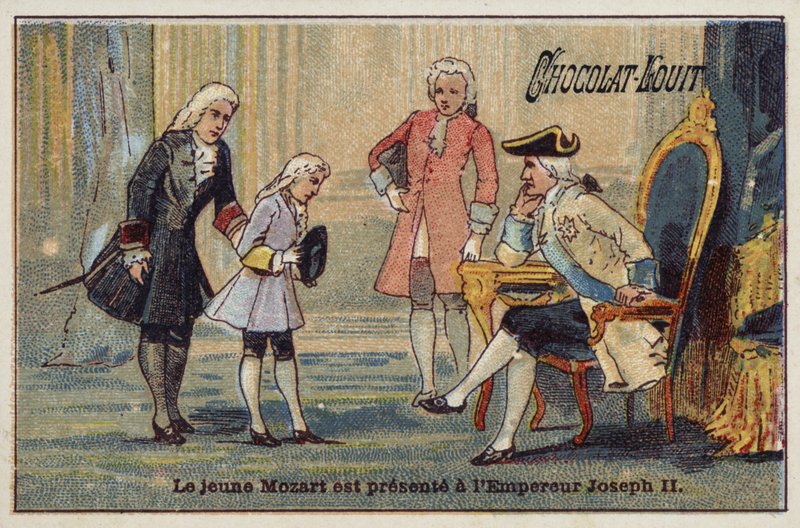 Mladý Mozart je představen císaři Josefu II od French School