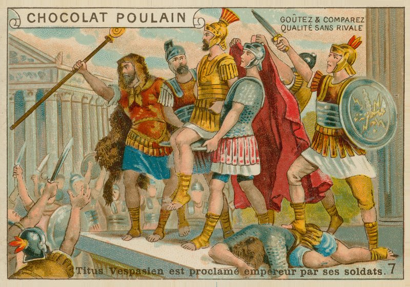 Titus je prohlášen císařem, vizitka Chocolat Poulain od French School