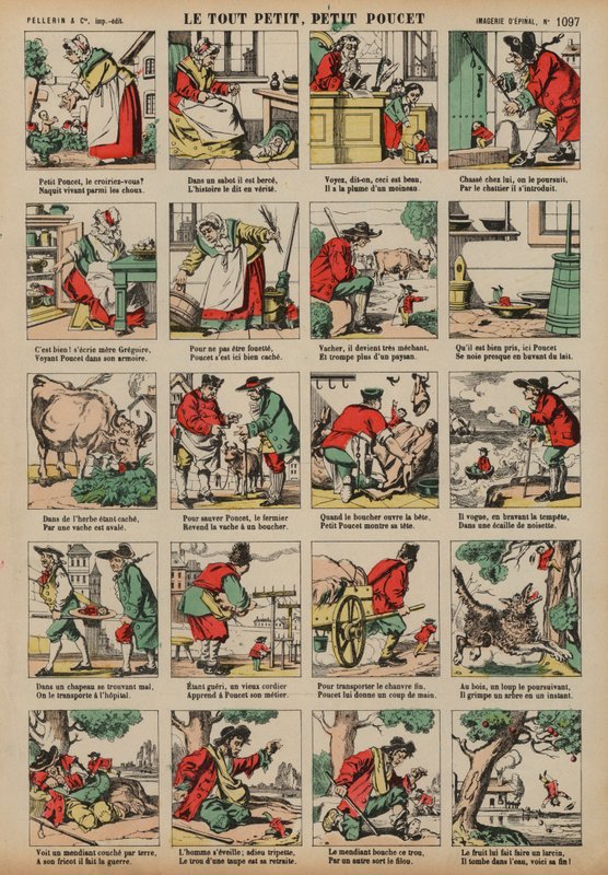 Tom Thumb (barevná rytina) od French School