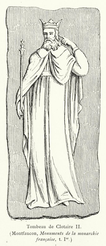 Tomb of Clotaire II (rytina) od French School