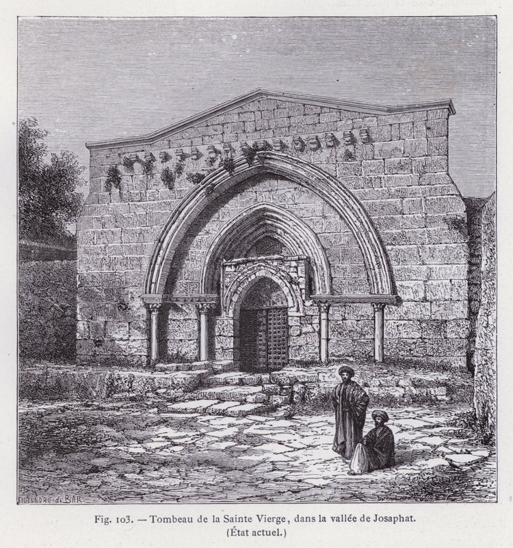 Hrob Panny Marie, v údolí Josaphat, současný stav (rytina) od French School