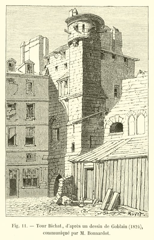 Tour Bichat, podle kresby Gobelin, 1824, sdělené M Bonnardotem od French School