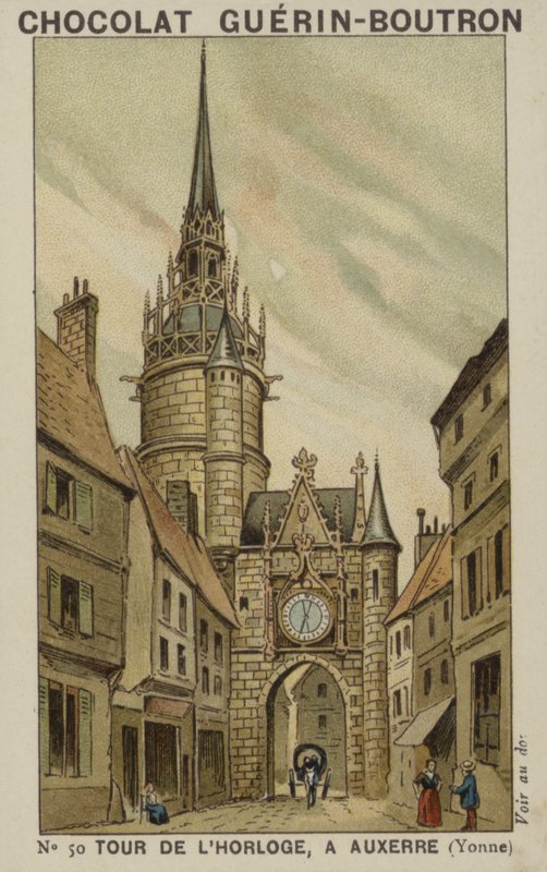 Věž s hodinami, v Auxerre, Yonne od French School