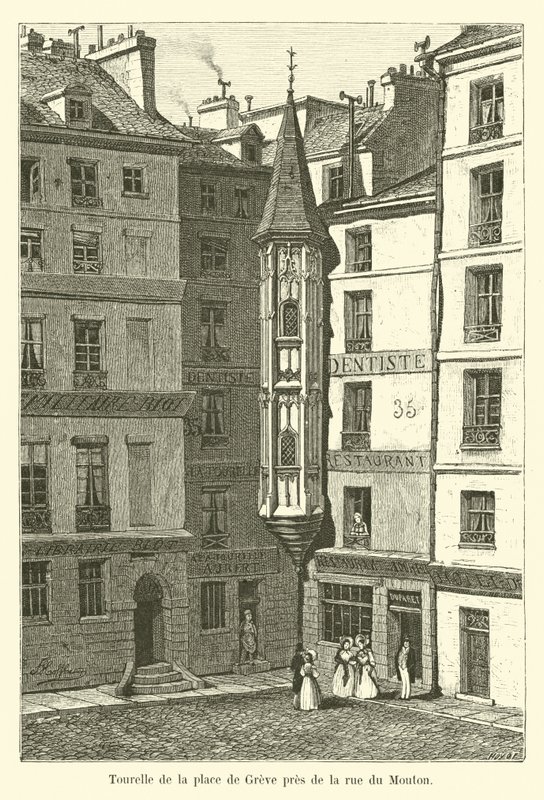 Věžička Place de Greve poblíž rue du Mouton od French School
