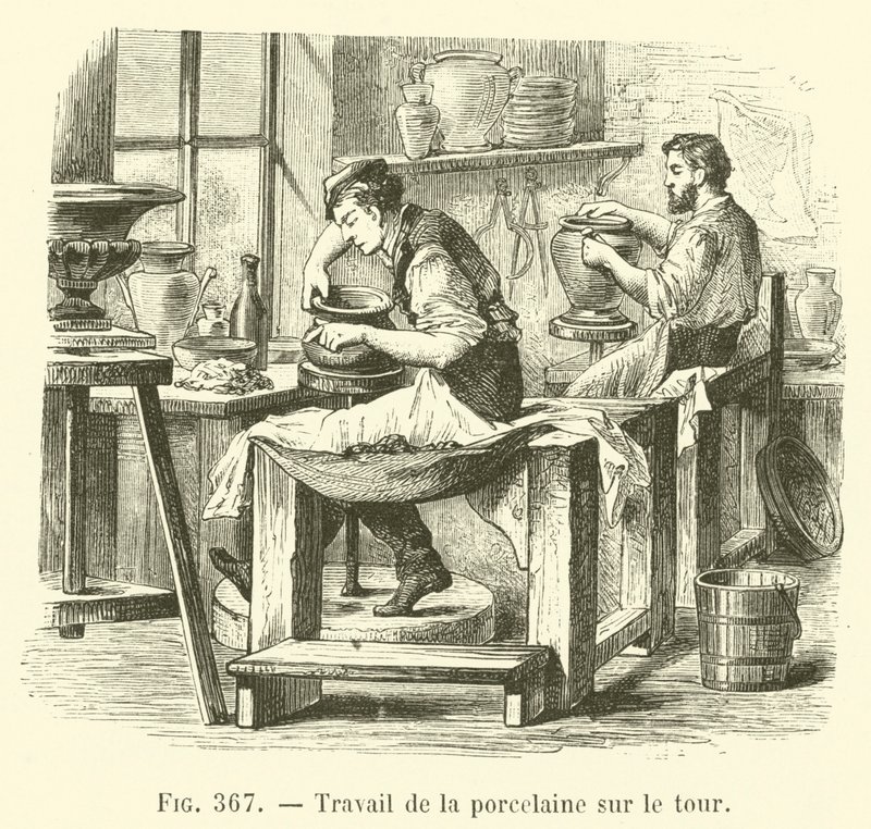 Porcelánové práce na soustruhu (rytí) od French School