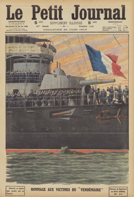 Pocta obětem potopení francouzské ponorky Vendemiaire (barva litho) od French School