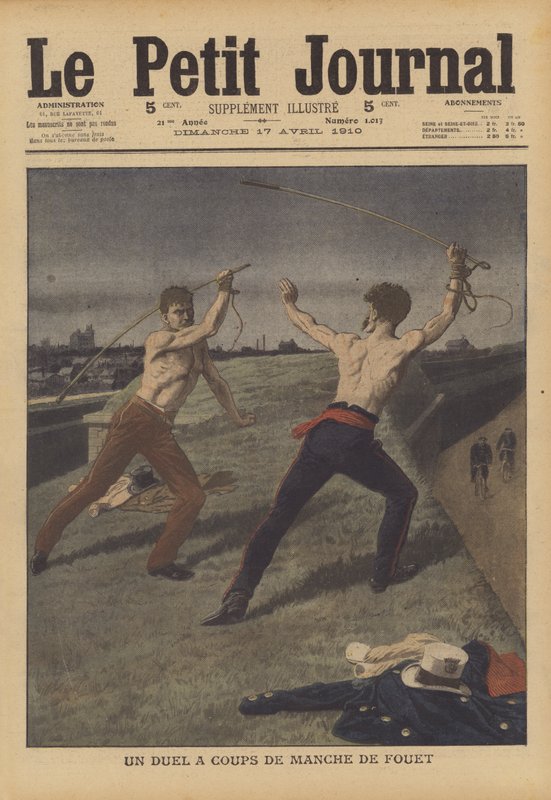Dva taxikáři bojují v souboji se svými koňskými biči (barva litho) od French School